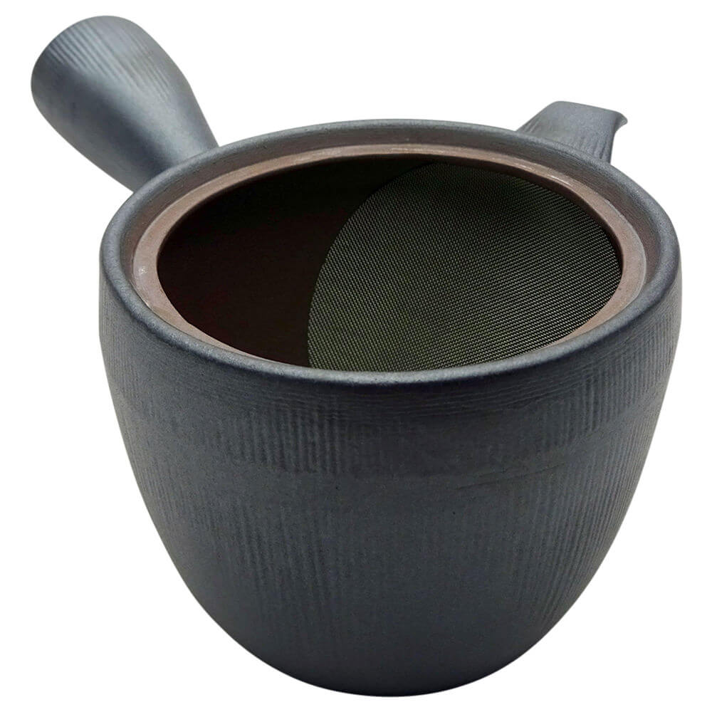 Kyusu Iwaki mit Streifen schwarz ohne Deckel#einhandkanne_schwarz