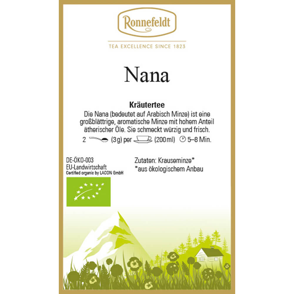 Kräutertee Nana Minze bio Etikett