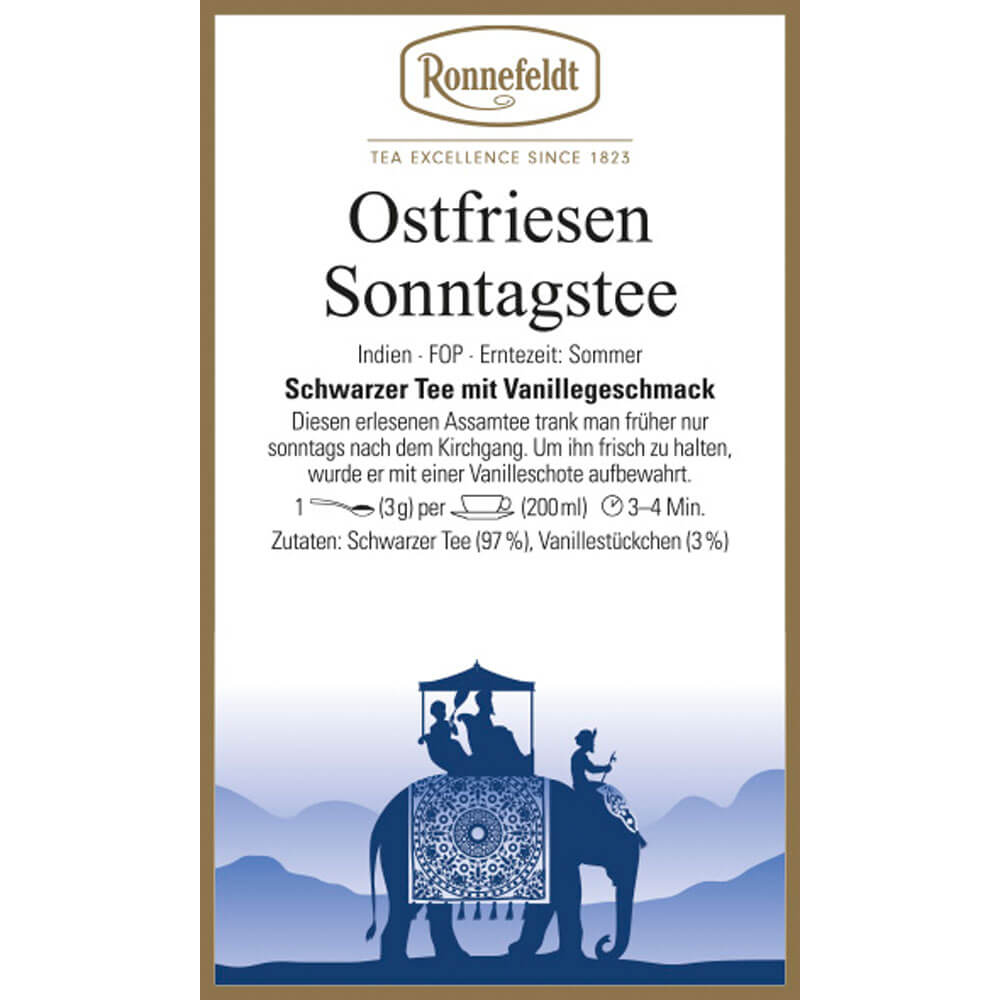Ronnefeldt Ostfriesen Sonntagstee Etikett neu