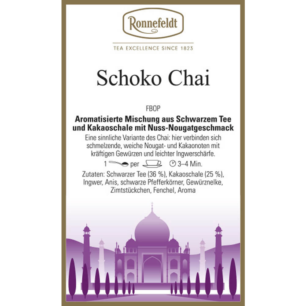 Ronnefeldt Schoko Chai Etikett