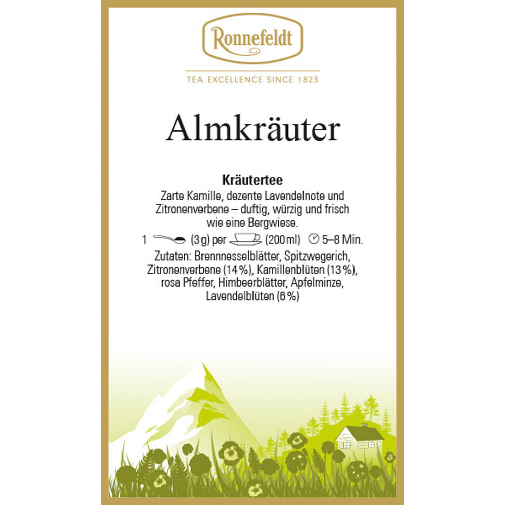Kräutertee Almkräuter Etikett