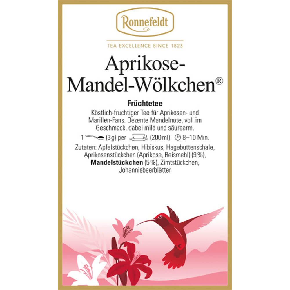 Früchtetee Aprikose-Mandel-Wölkchen Etikett