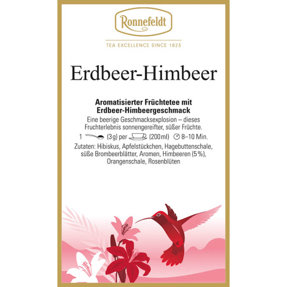 Früchtetee Erdbeer-Himbeer Etikett