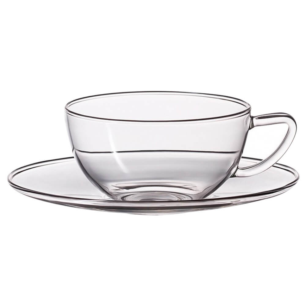 Glastasse mit Untertasse