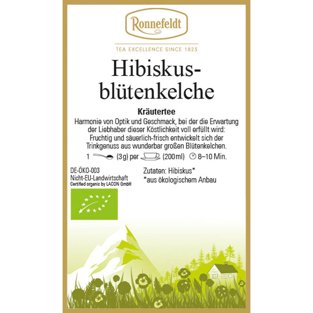 Hibiskusblütenkelche bio Etikett