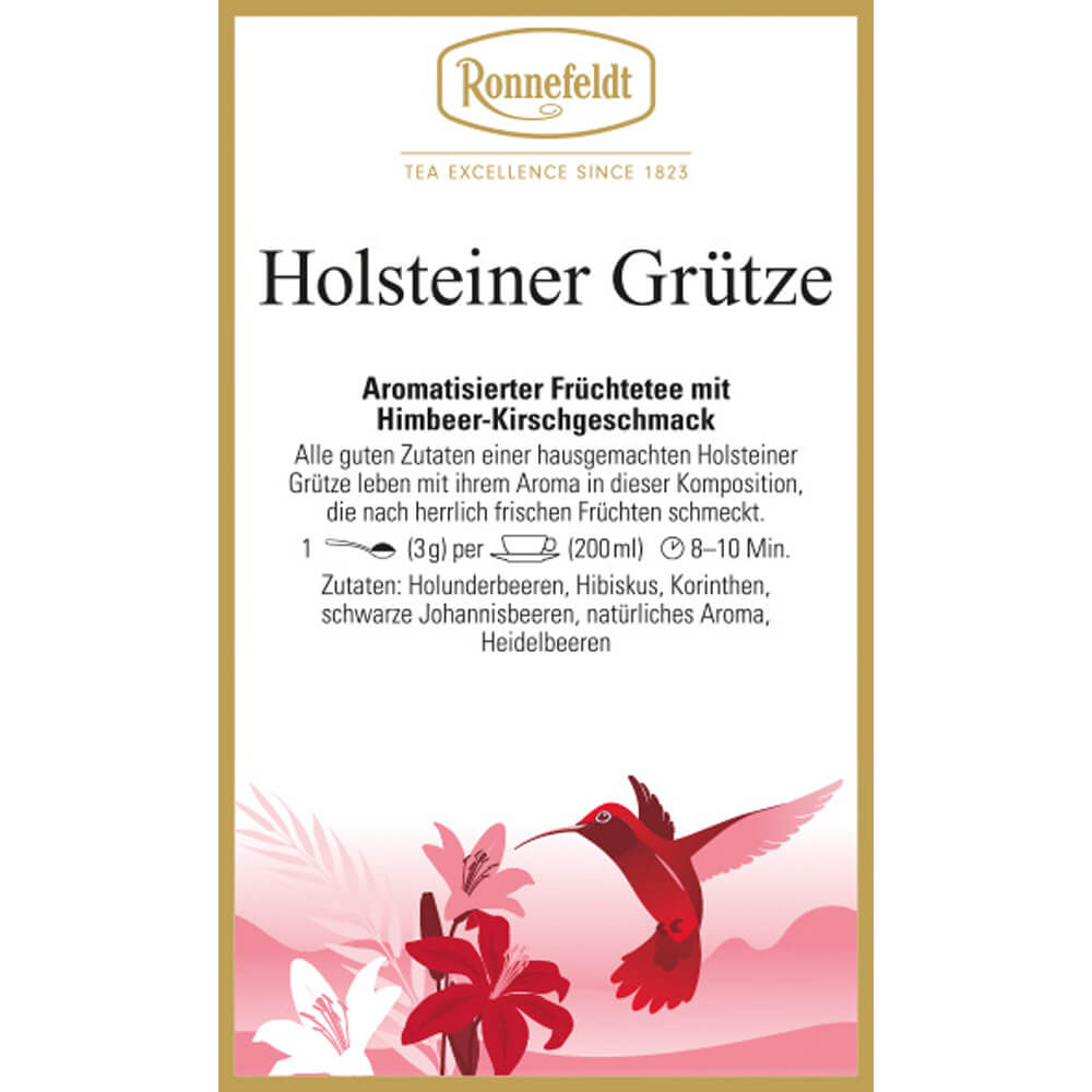 Früchtetee Holsteiner Grütze Etikett