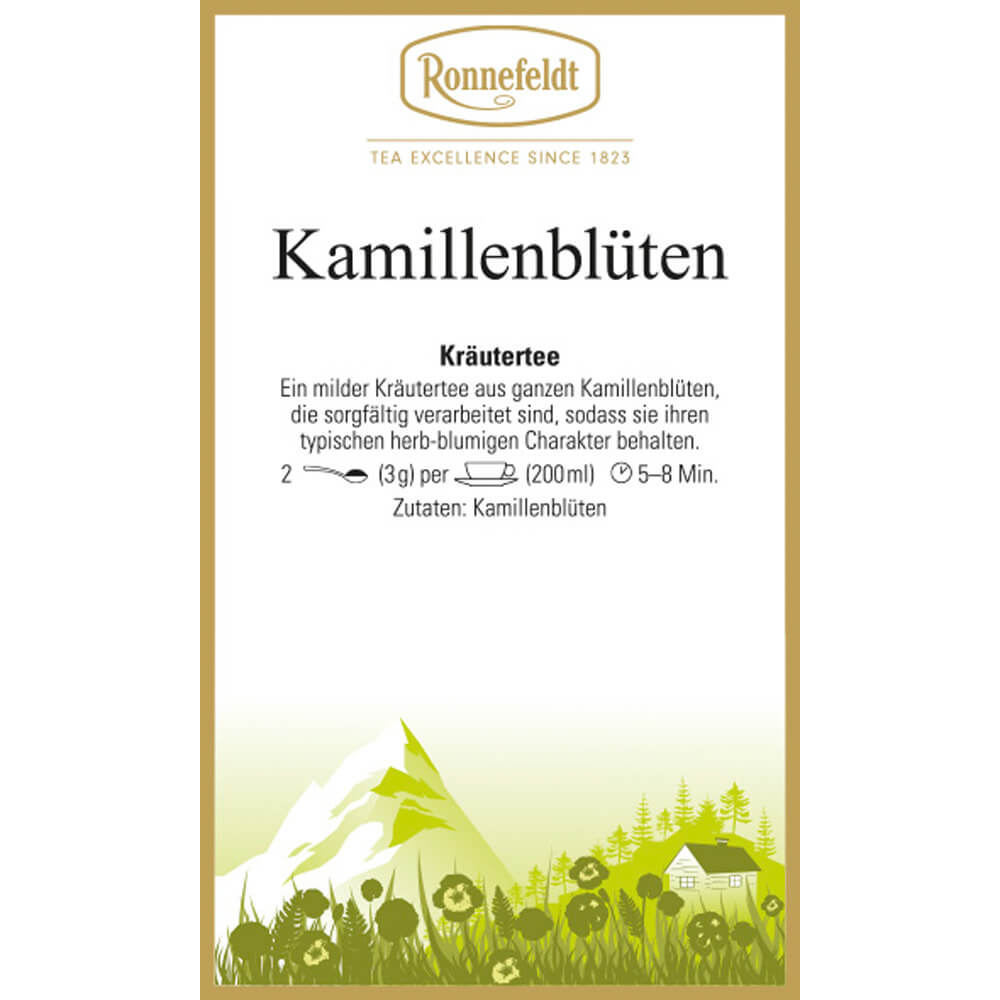Kräutertee Kamillenblüten Etikett