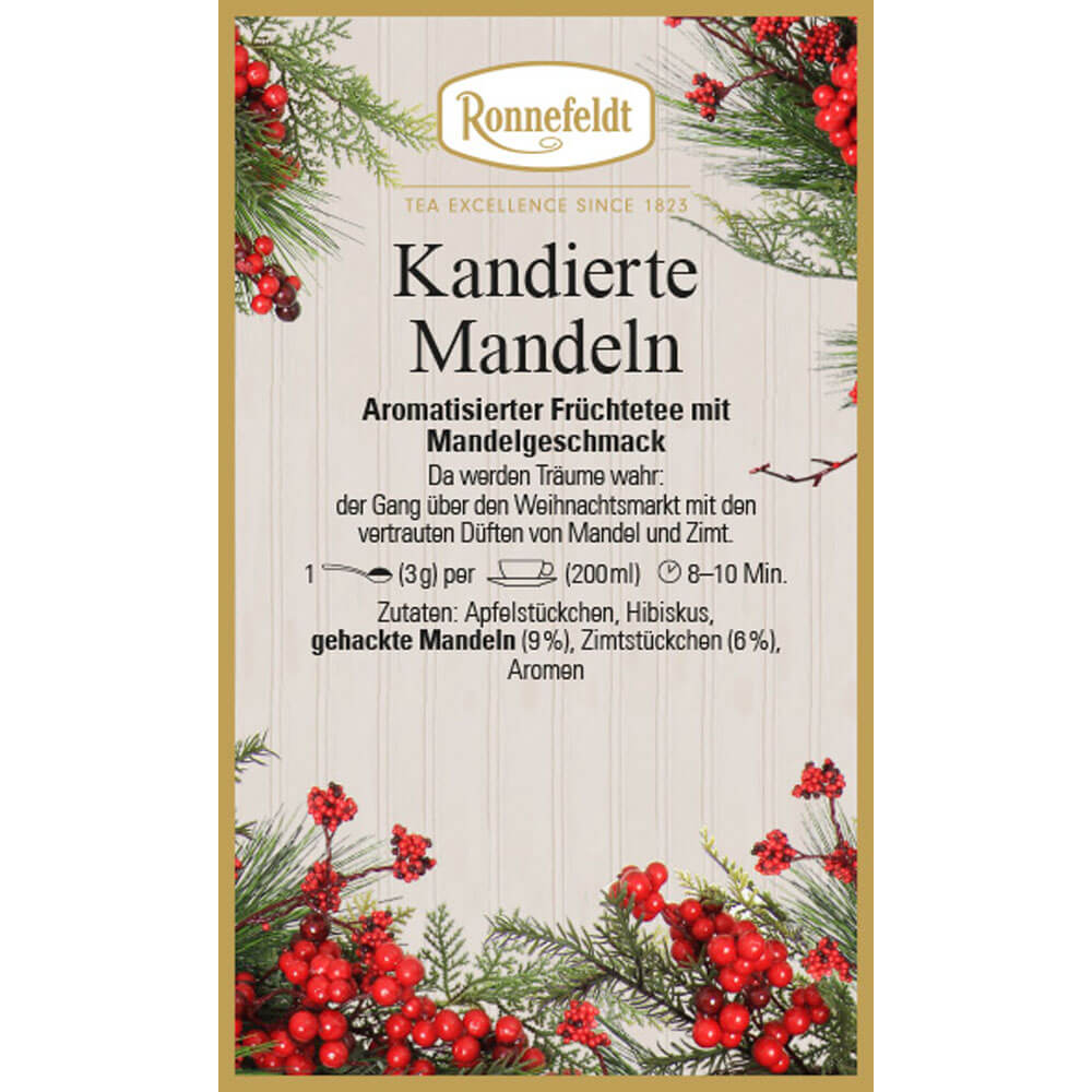 Ronnefeldt Früchtetee Kandierte Mandeln Etikett