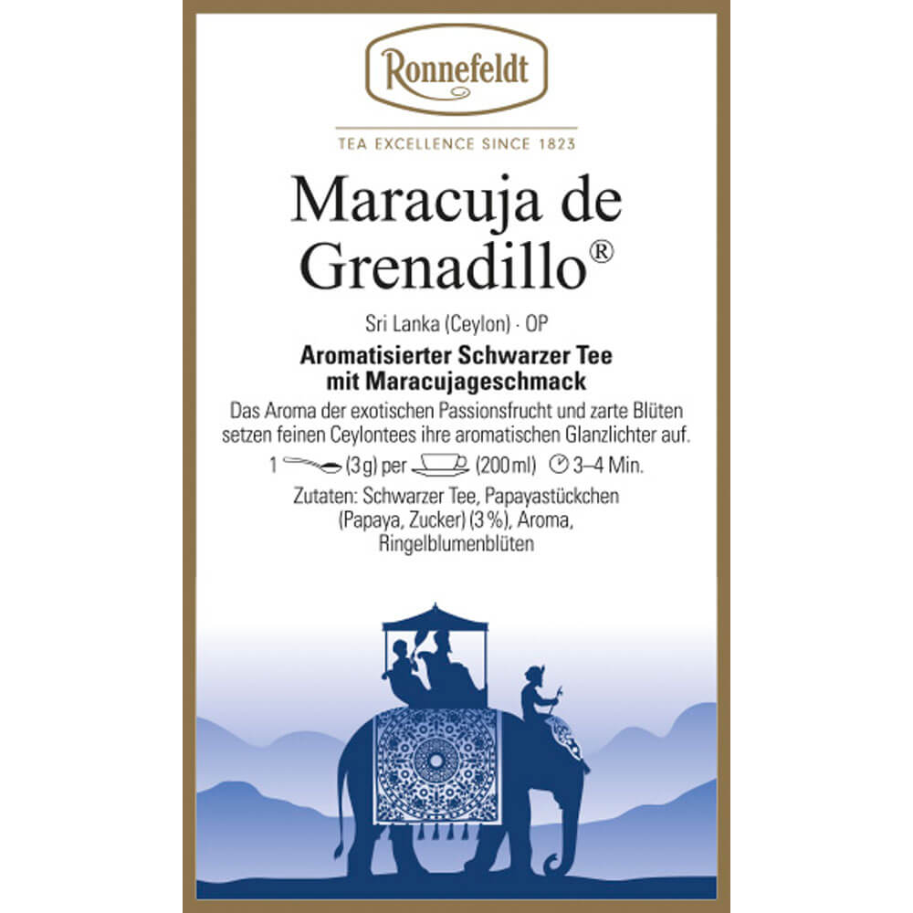 Ronnefeldt Schwarztee Maracuja de Grenadillo Etikett neu