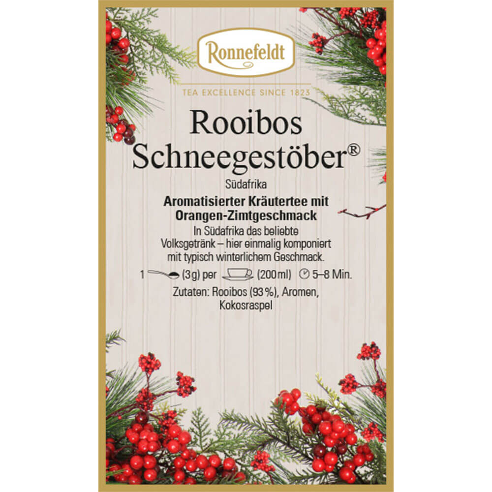 Ronnefeldt Rooibos Schneegestöber® Etikett