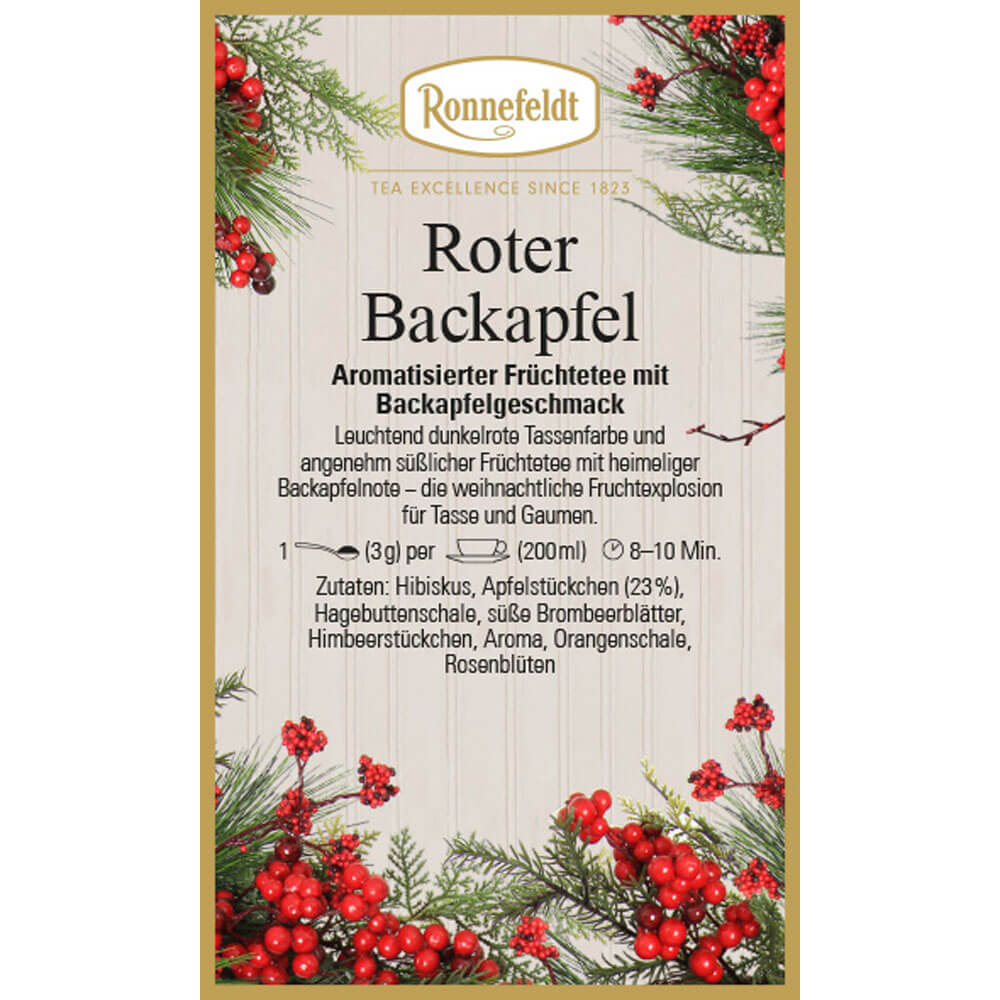 Ronnefeldt Früchtetee Roter Backapfel Etikett