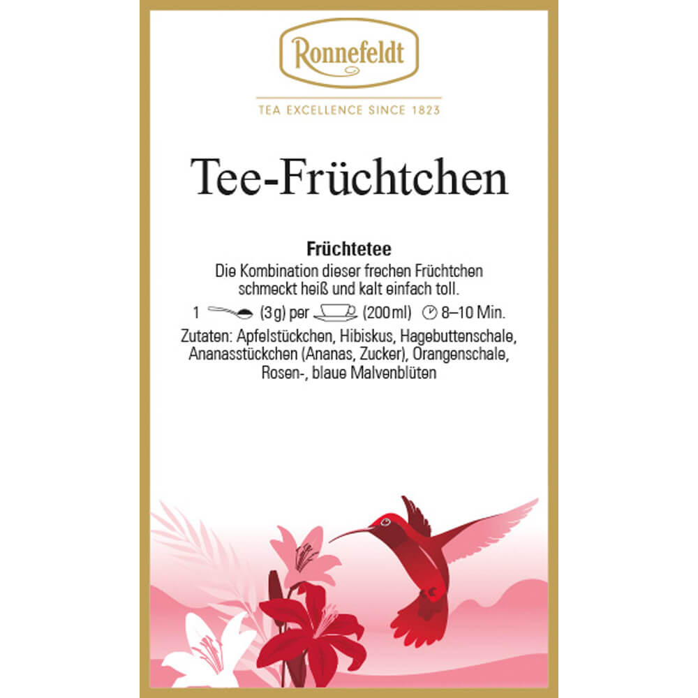 Früchtetee Tee-Früchtchen Etikett