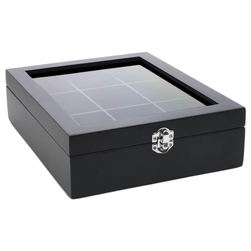 Teebeutel Box 9 Fächer mit Fenster schwarz#box_bambus-schwarz