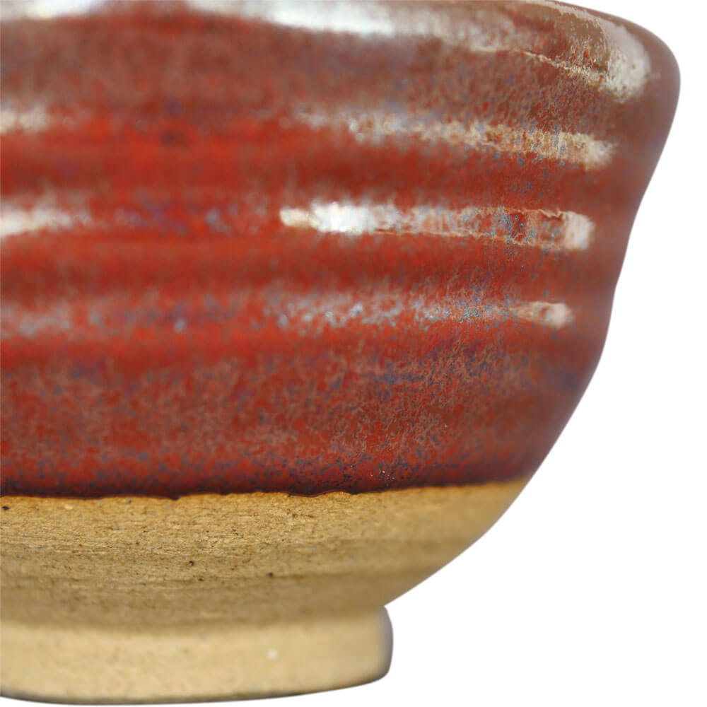Rote Chawan von Kato Juunidai Struktur neu#matchaschale-aus-japan_rot