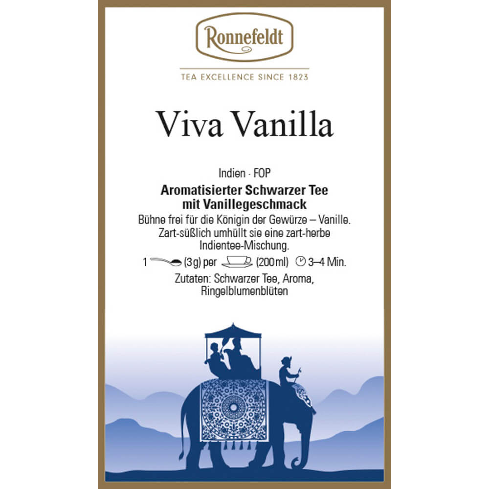 Ronnefeldt Schwarztee Viva Vanilla Etikett